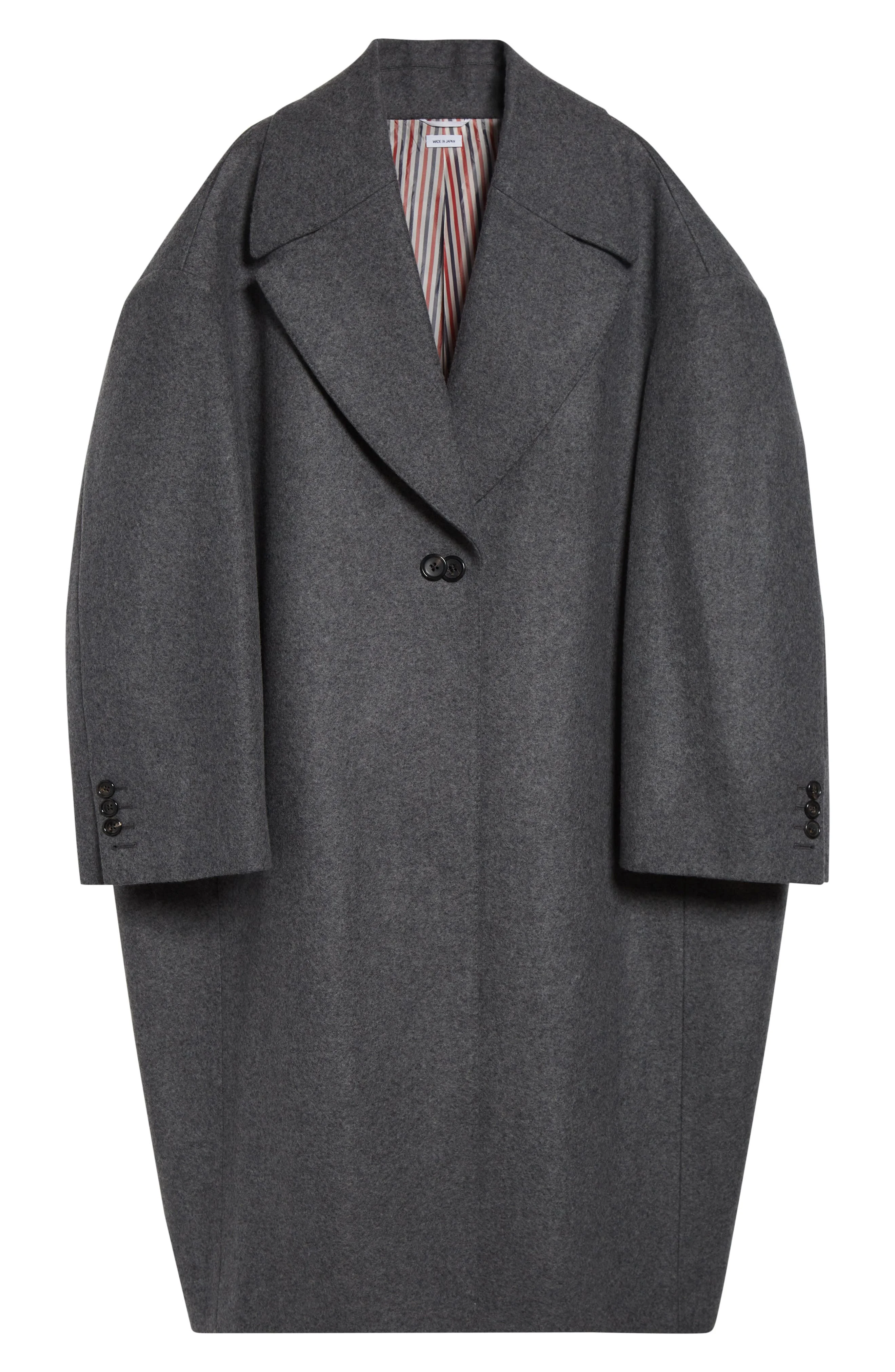 Thom Browne Melton Wool Cocoon Coat in Dark Grey at Nordstrom - 1