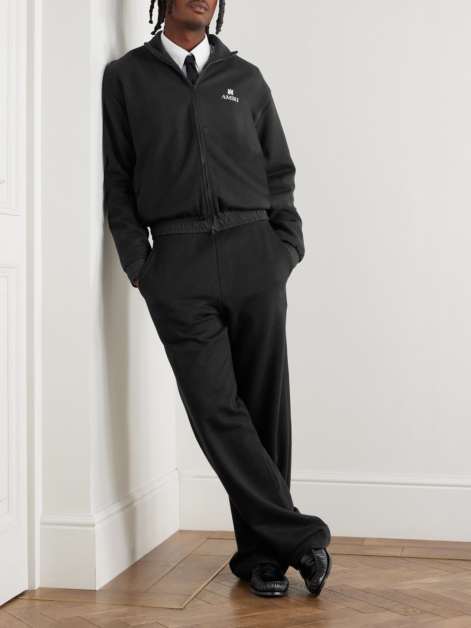 Lounge Logo-Embroidered Tech-Jersey Track Jacket Black - 2