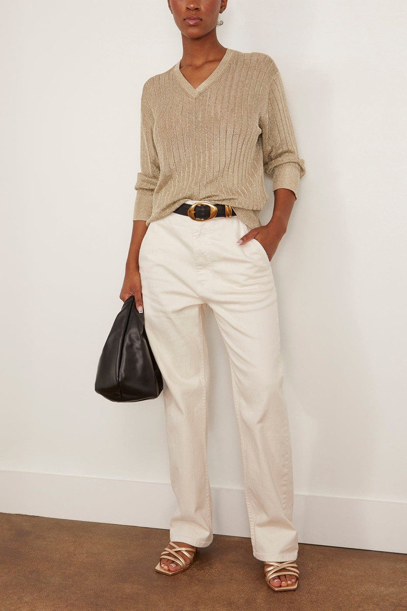 RACHEL COMEY Bray V-Neck Top in Champagne outlook