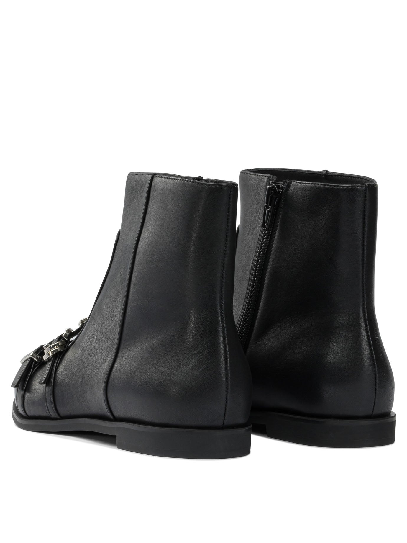 Pinko Leather Zippered Ankle Boots - 4