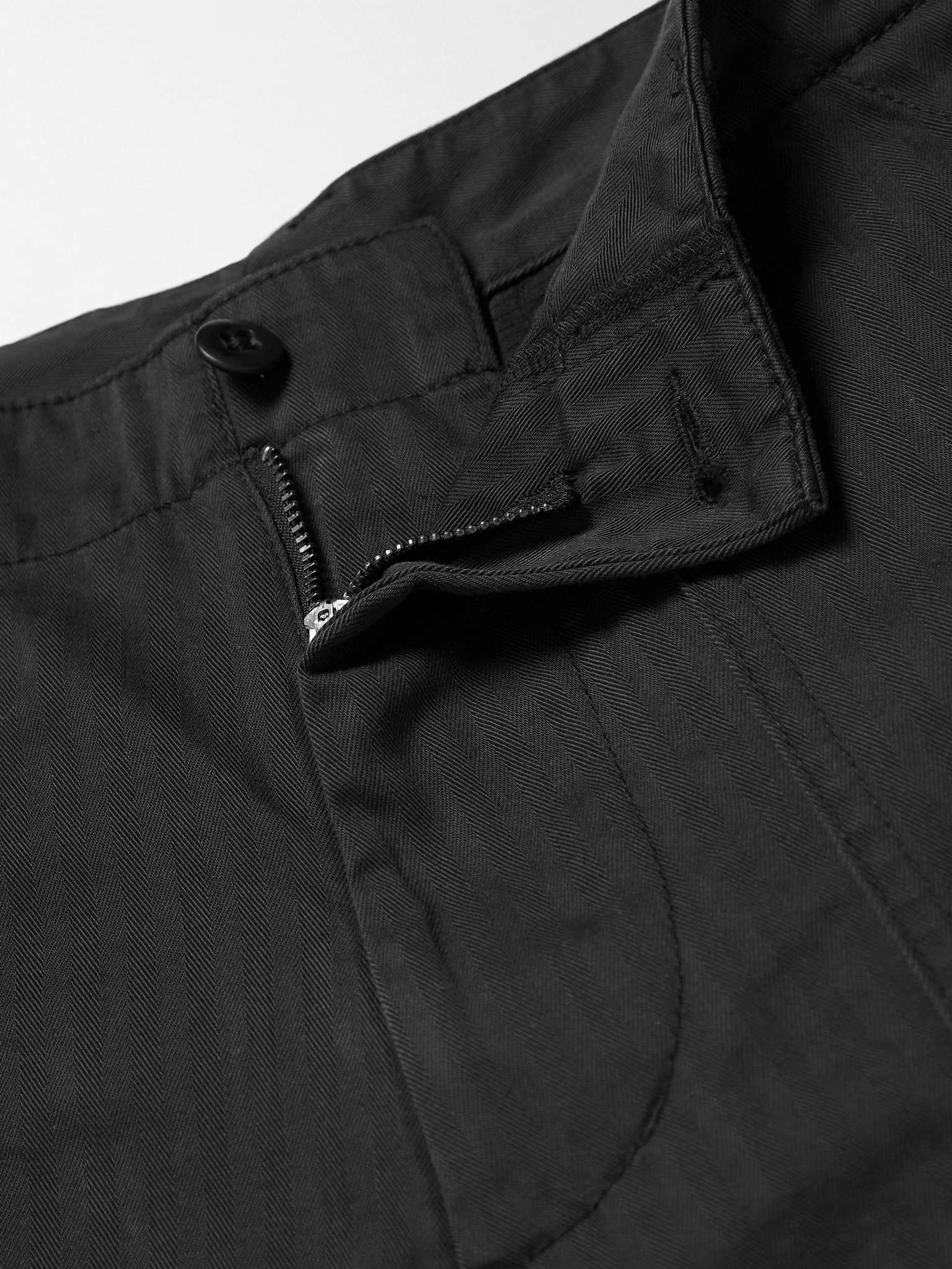 Straight-Leg Herringbone Cotton Shorts - 5