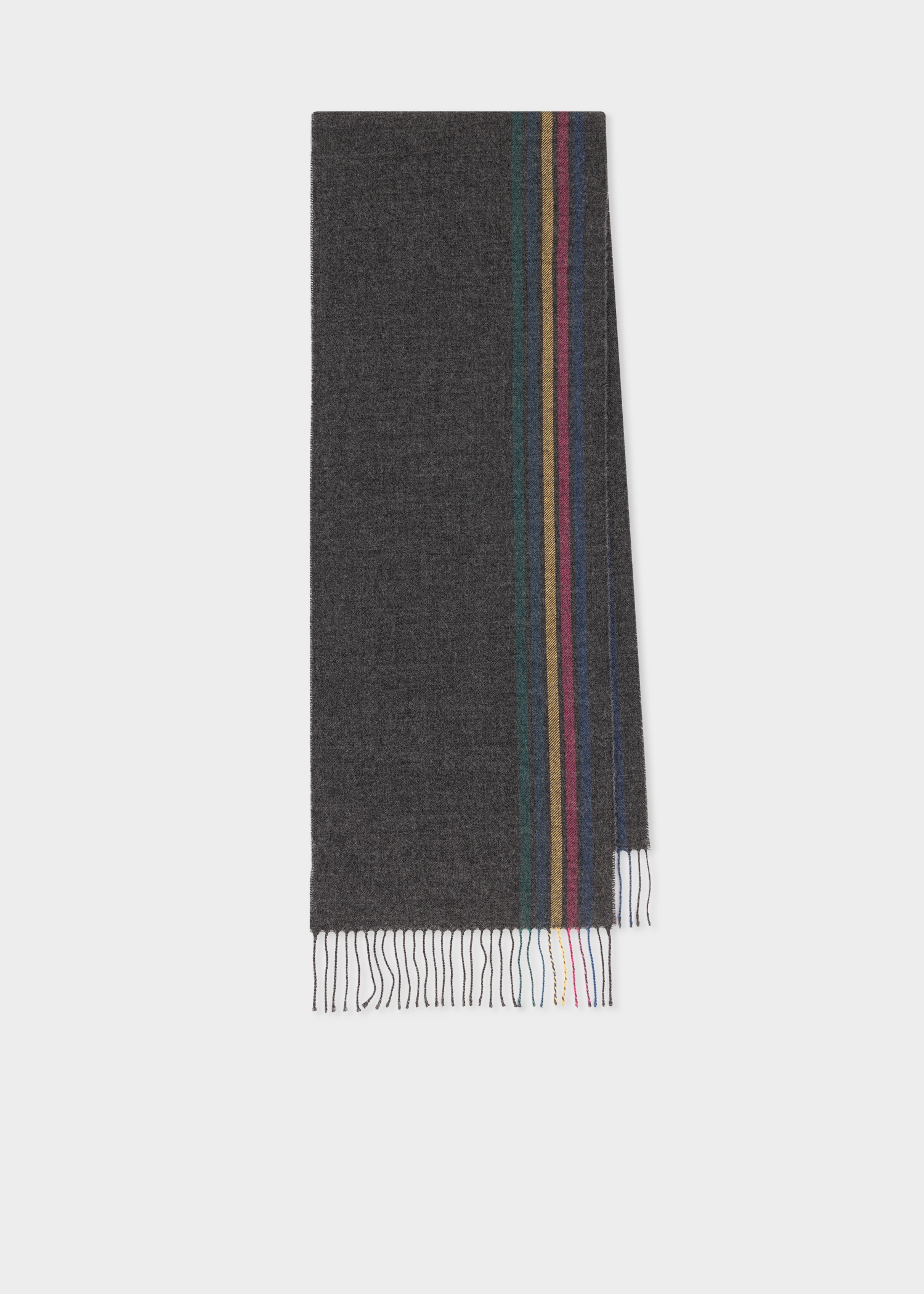 Grey Wool-Blend 'Sports Stripe' Scarf - 1