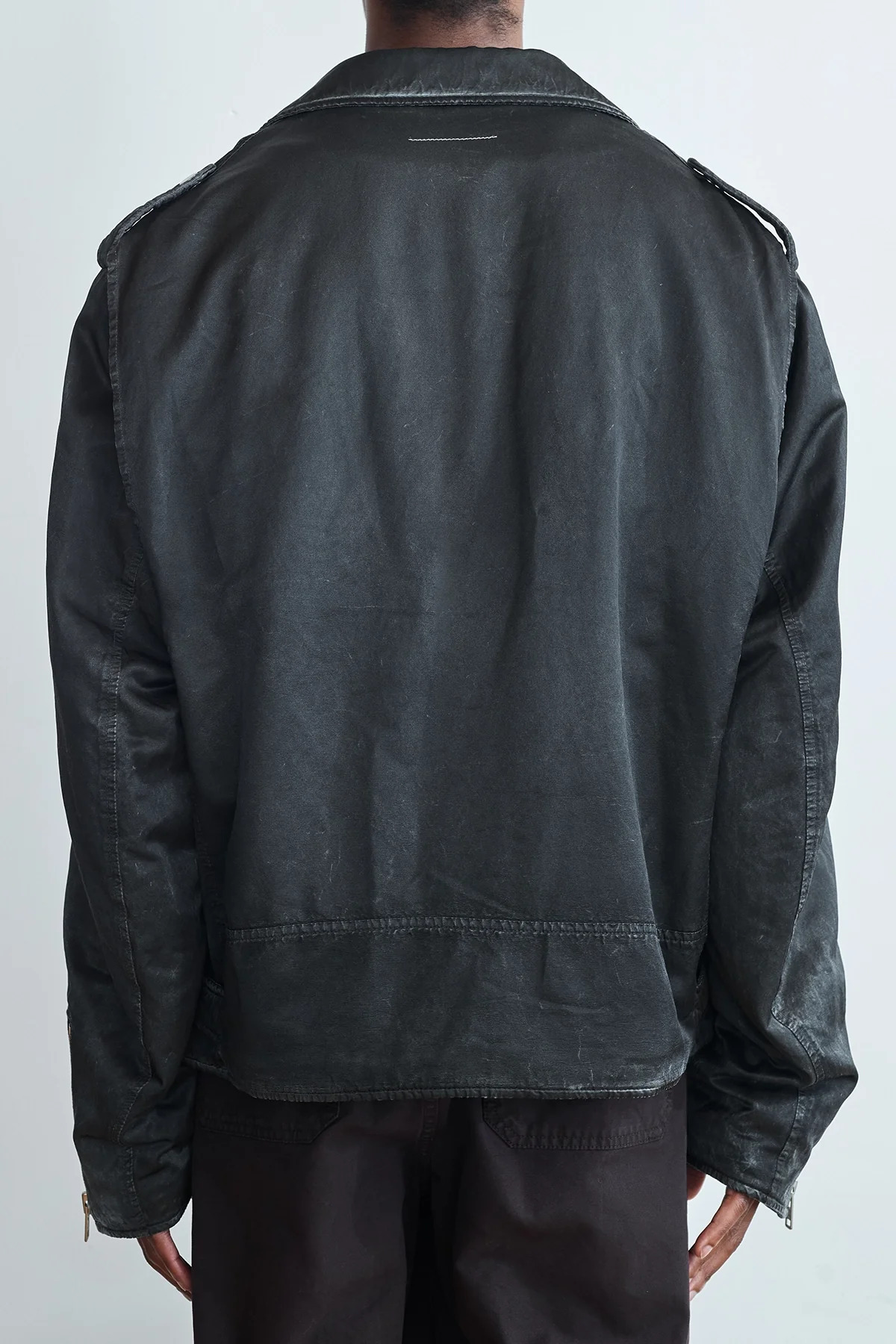 MM6 Washed Cotton Biker Jacket Black - 3