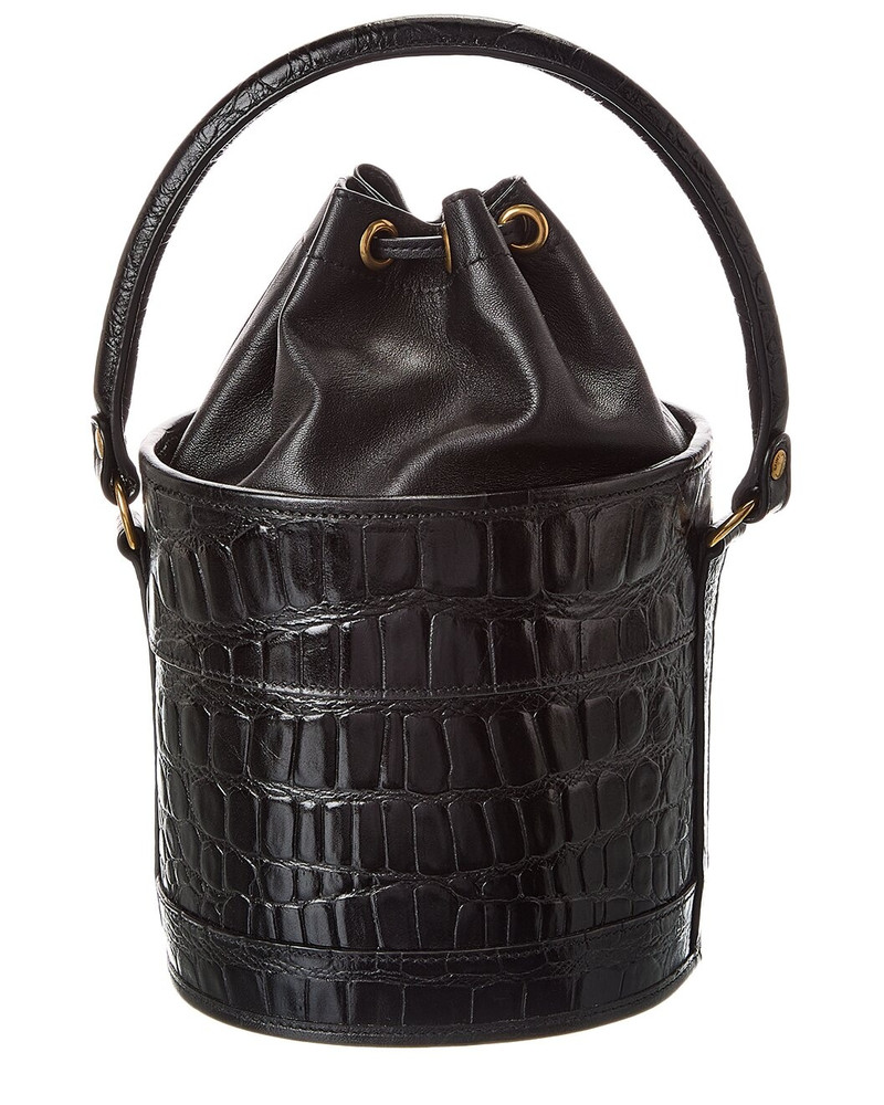 SAINT LAURENT Saint Laurent Bahia Small Croc-Embossed Leather Bucket Bag outlook