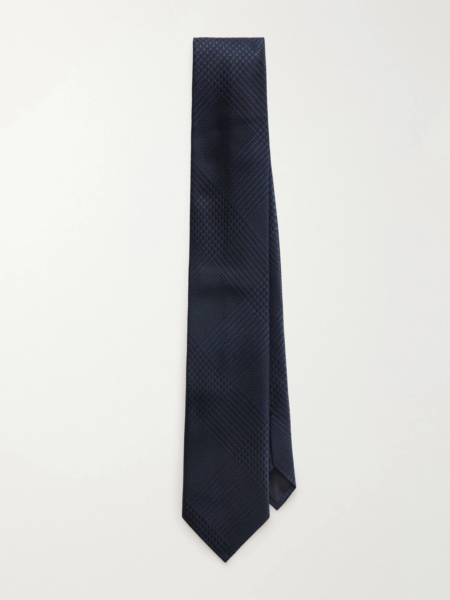 7cm Prince of Wales Checked Silk-Jacquard Tie Navy - 1