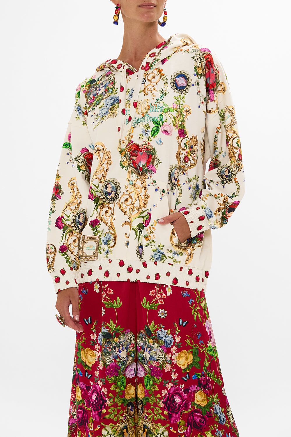 SILK HEM BAND BOYFRIEND HOODIE JUST ONE BITE SNOW WHITE - 5