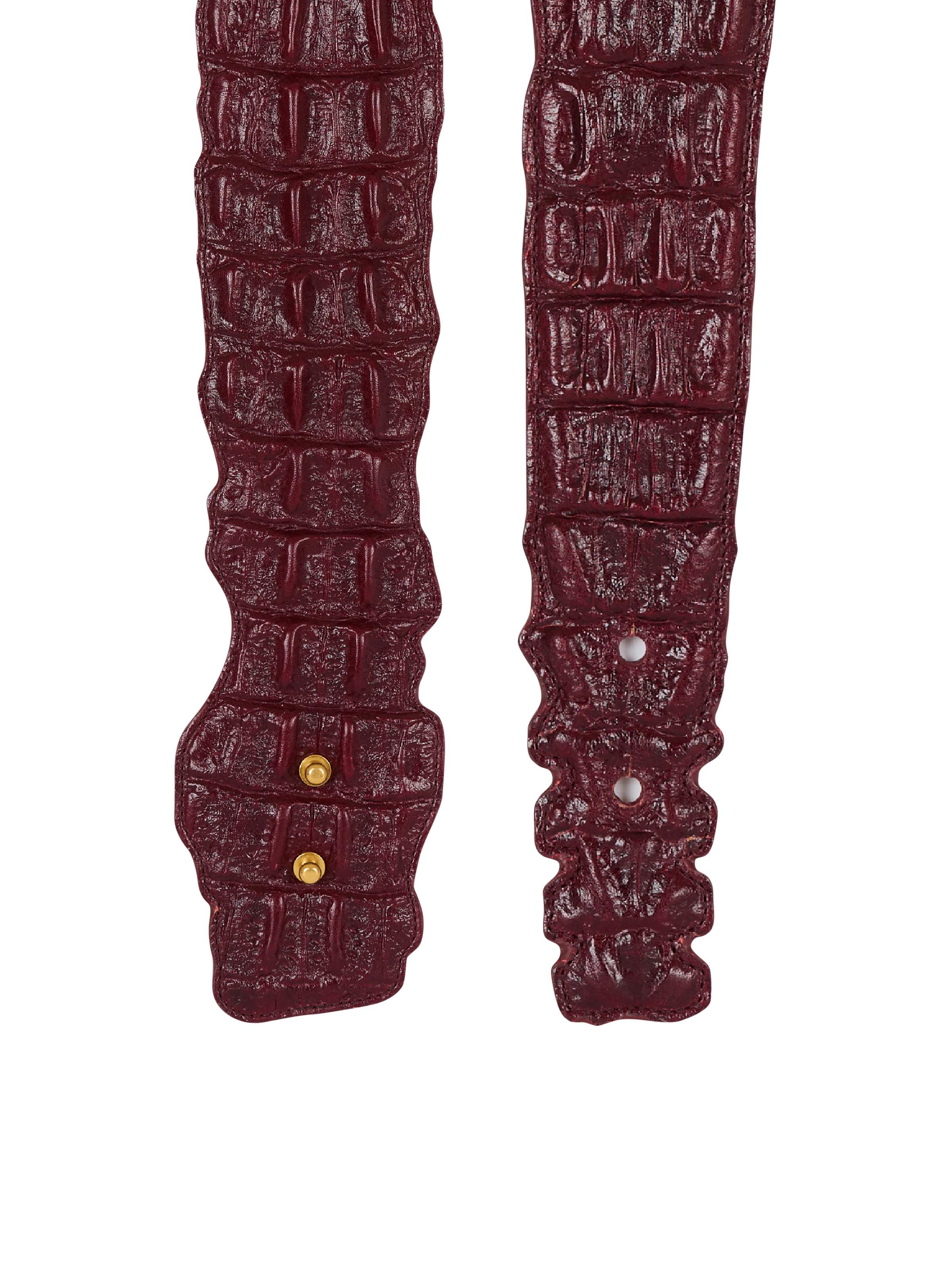 Wide crocodile-print leather belt - 4