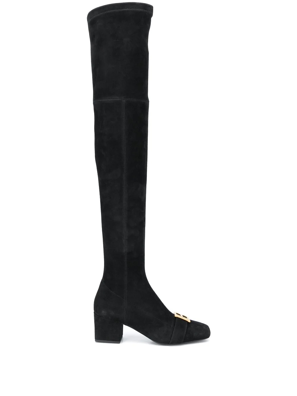 B plaque thigh-high boots - 1