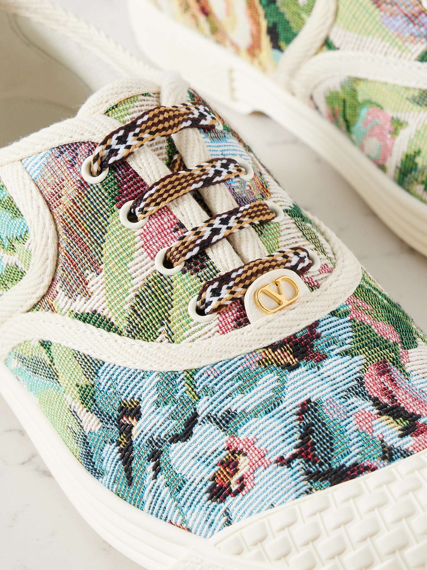 Bay by Bay rubber-trimmed metallic jacquard sneakers Multi - 4