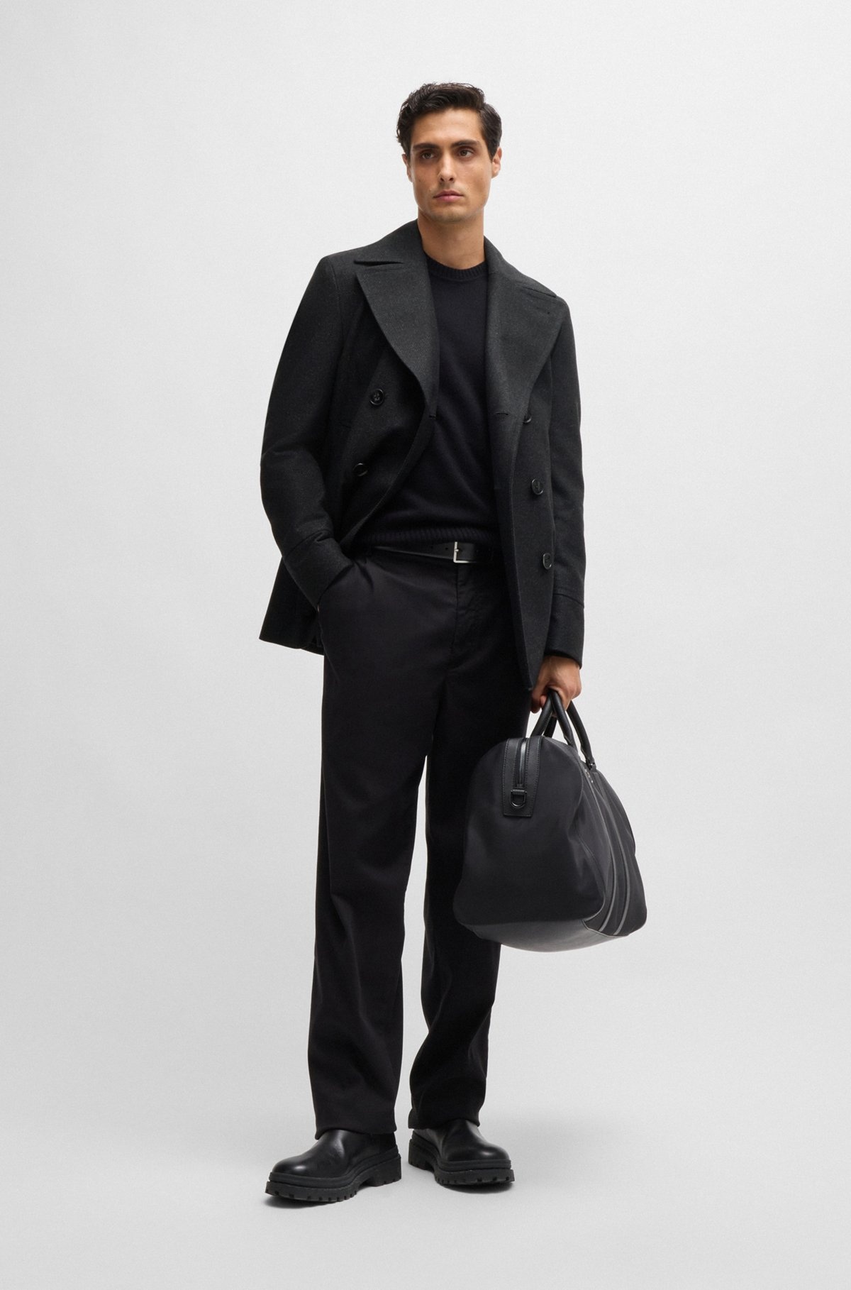 SLIM-FIT DOUBLE-BREASTED COAT IN WOOL - 4
