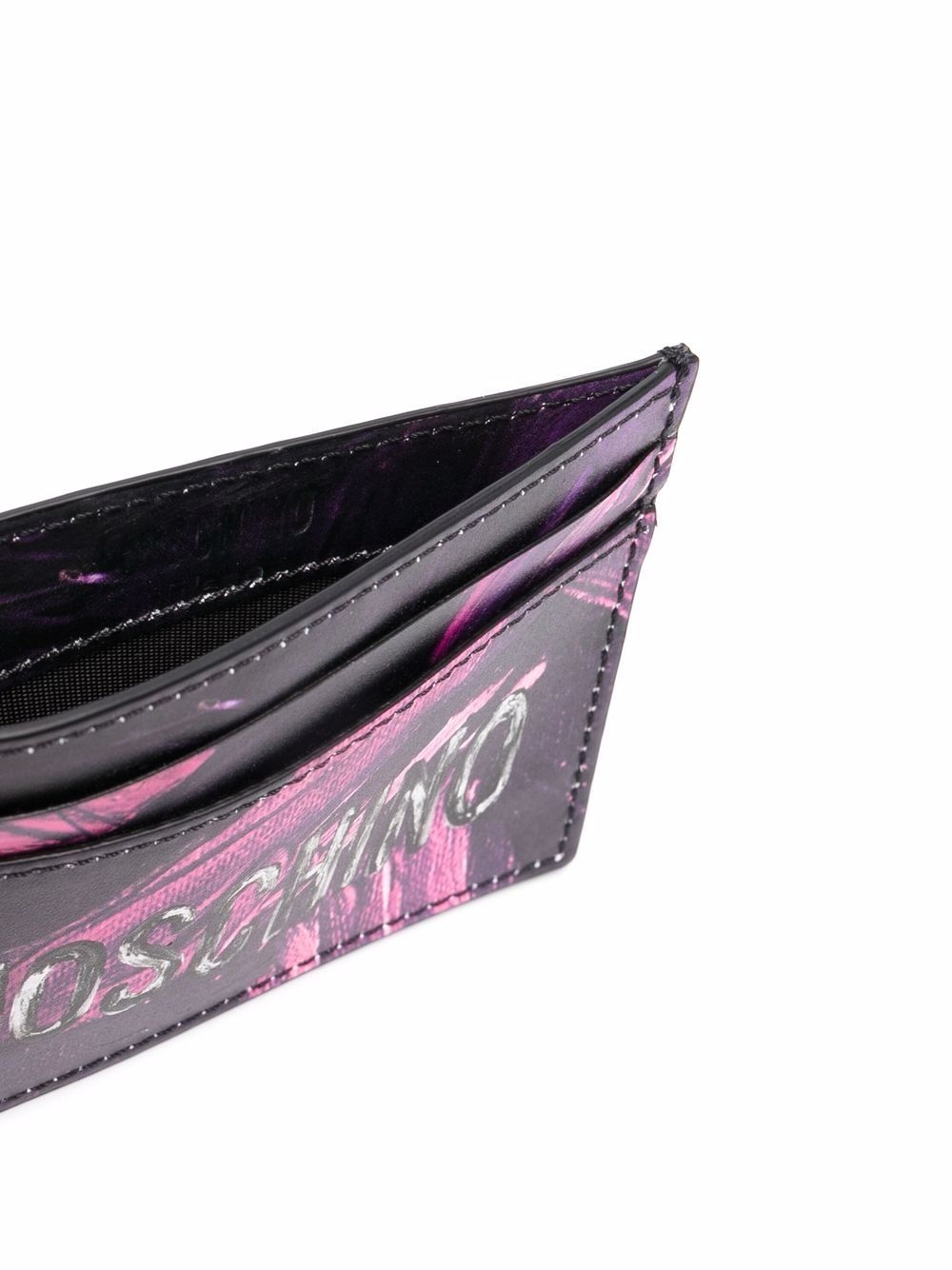 abstract logo-print leather cardholder - 3