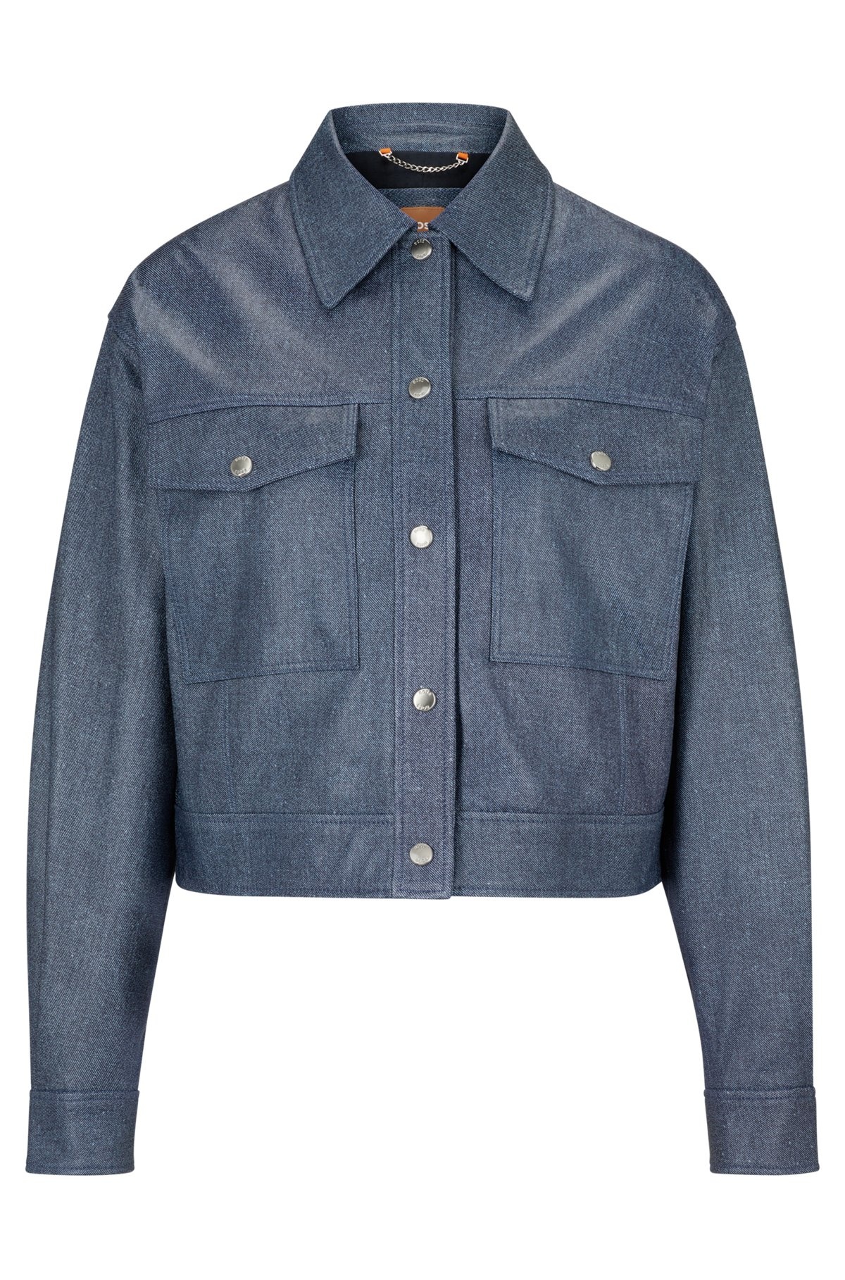 LEATHER JACKET WITH DENIM PRINT - 1