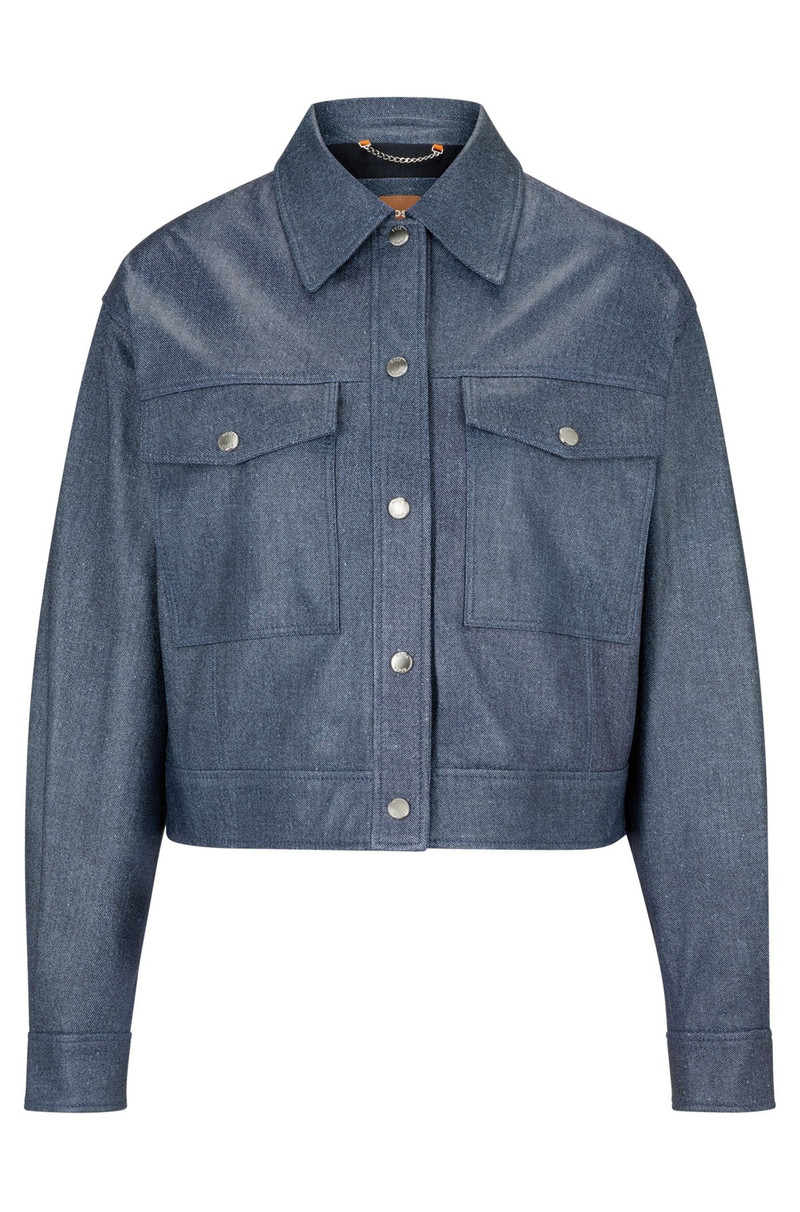 LEATHER JACKET WITH DENIM PRINT 1