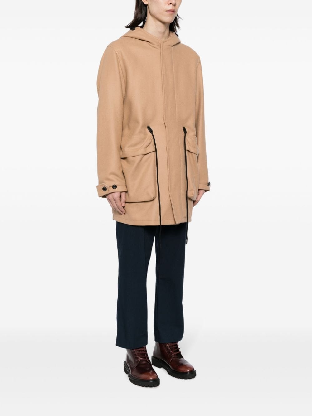 hooded wool-blend coat - 3