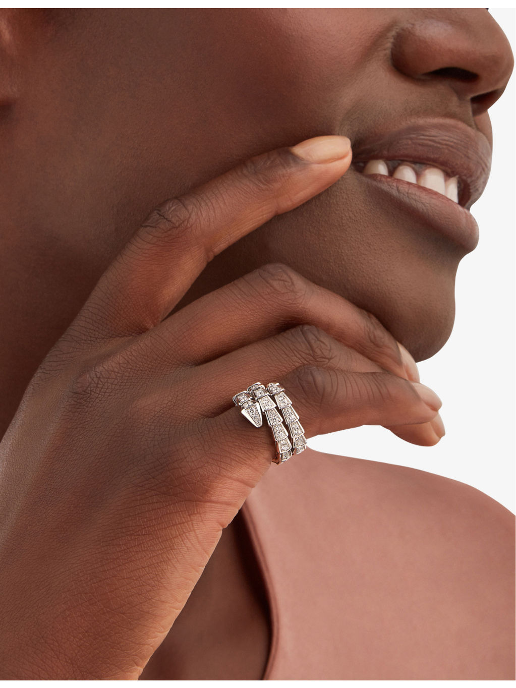 Serpenti Viper 18ct white-gold and 1.22ct brilliant-cut diamond ring - 2