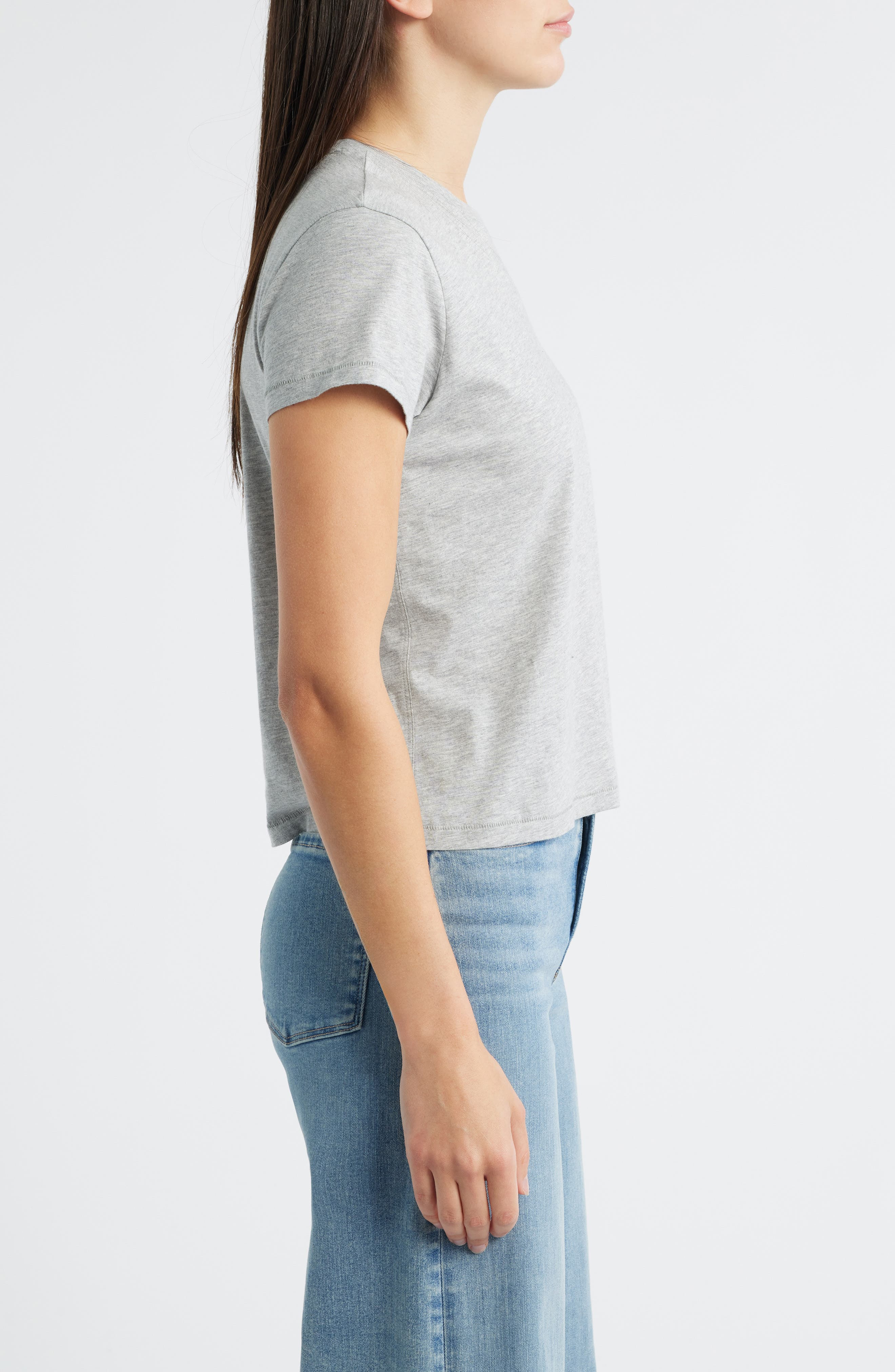 FRAME The Supima® Cotton Baby Tee in Heather Grey at Nordstrom - 3
