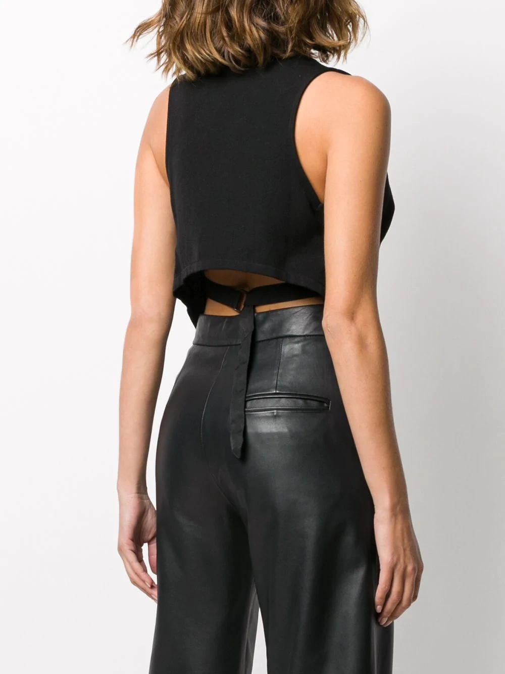 asymmetric cropped waistcoat - 4