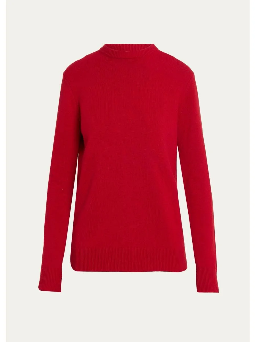 Long Sleeve Cashmere Crewneck Sweater - 1