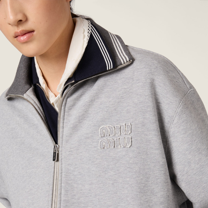 Zippered cotton fleece jacket 5