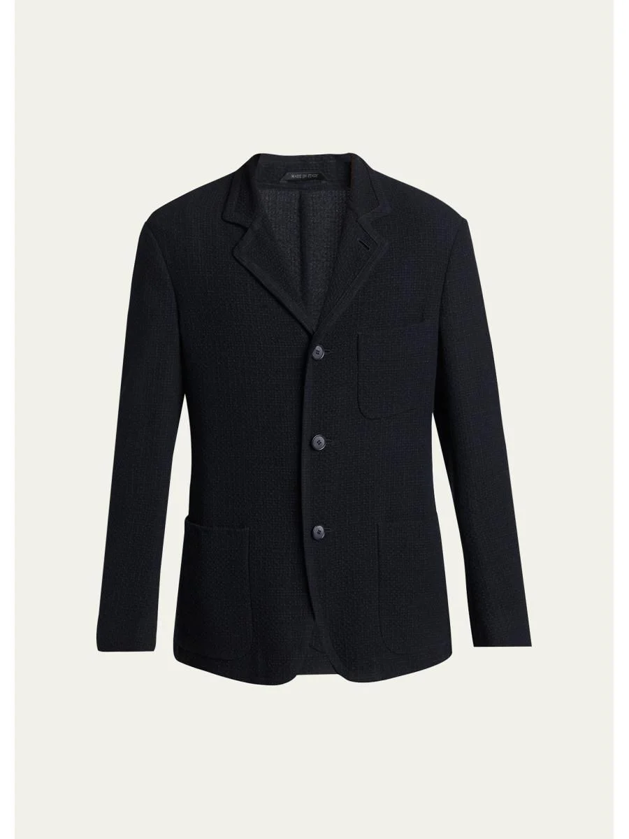 Men's Wool Textured Knit Blazer - 1