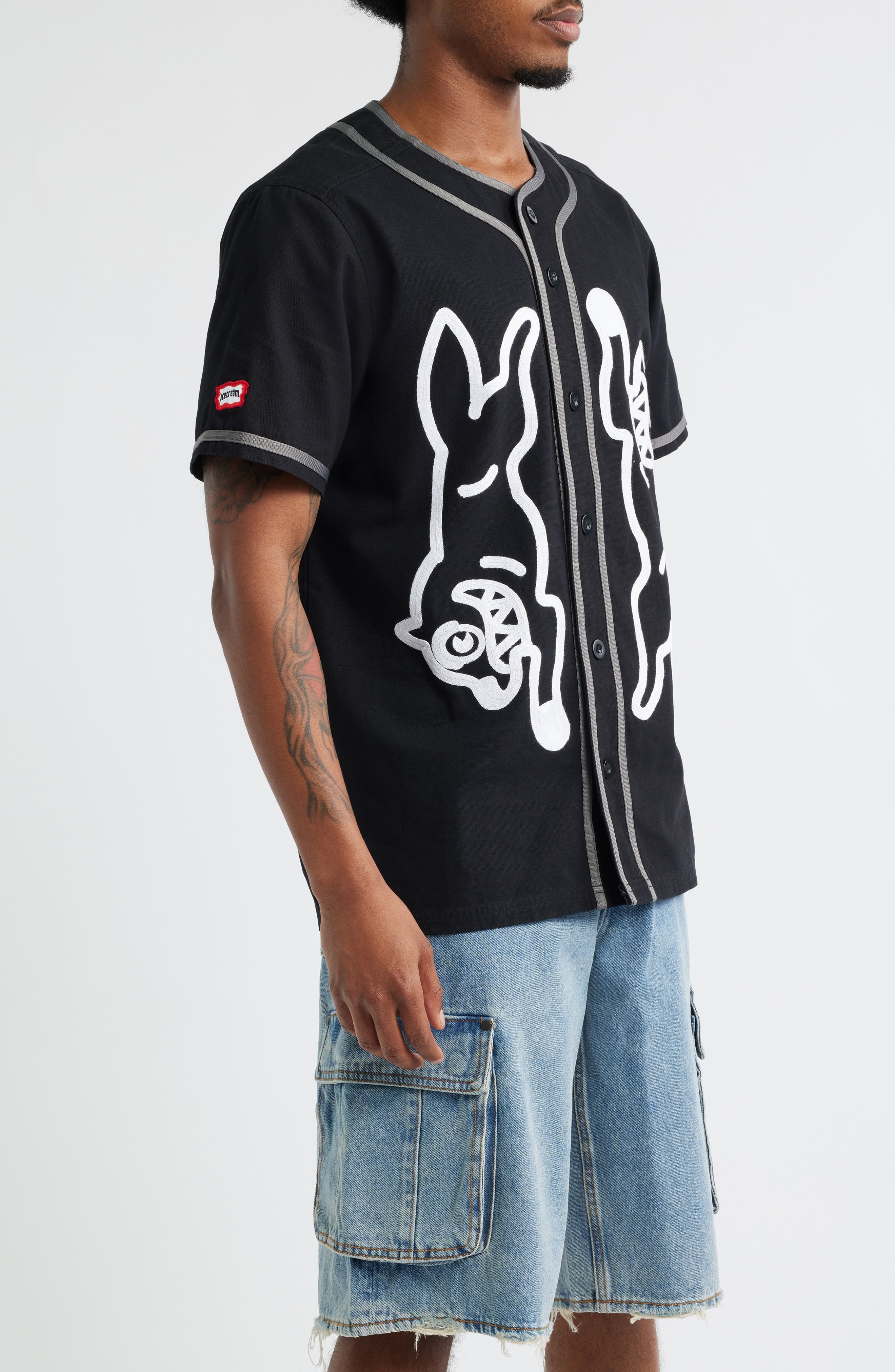 ICECREAM Betts Graphic Baseball Jersey in Black at Nordstrom - 3