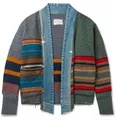 Frayed Denim-Trimmed Striped Boiled Wool and Cotton-Blend Jacket - 6