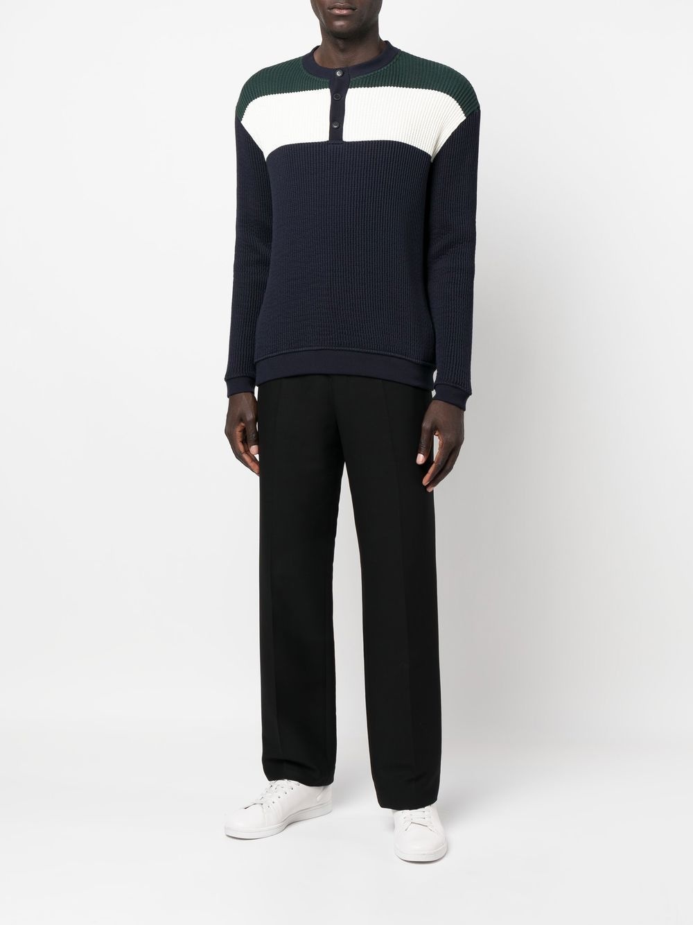 ribbed-knit polo jumper - 2