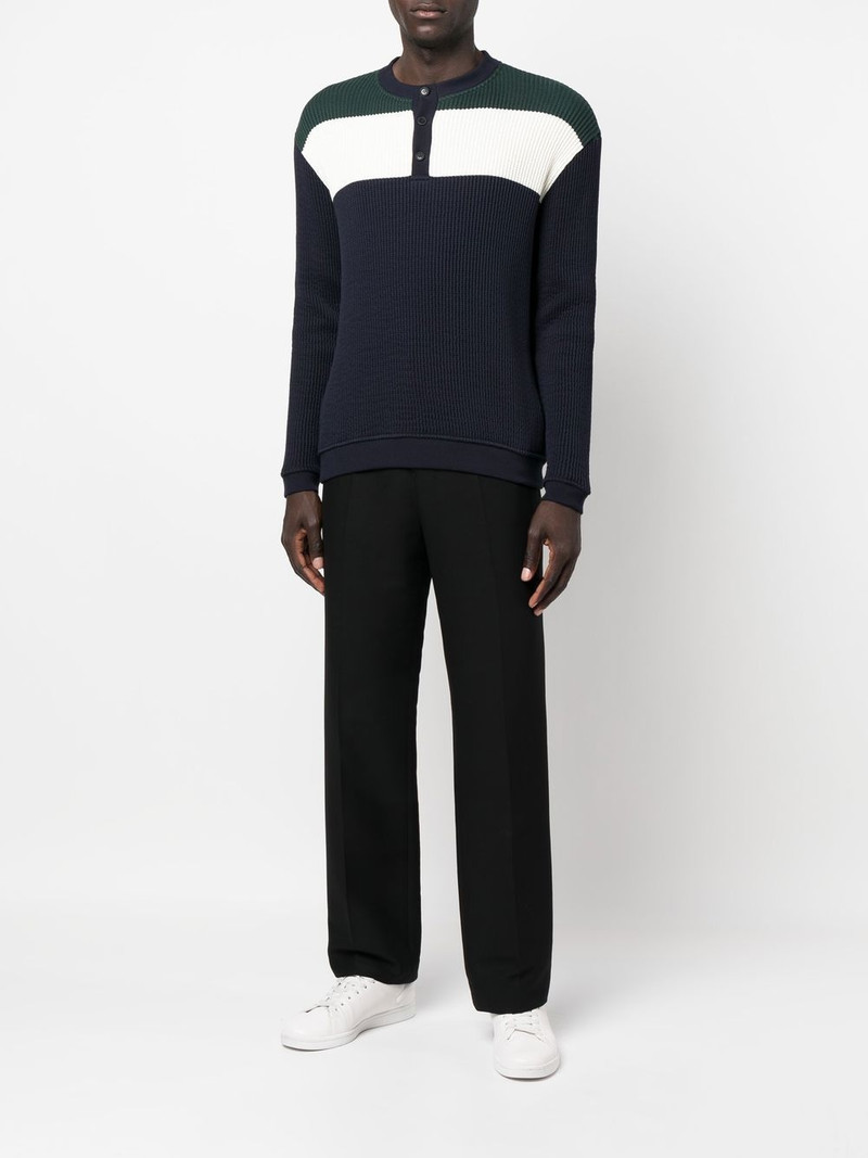 GIORGIO ARMANI ribbed-knit polo jumper outlook