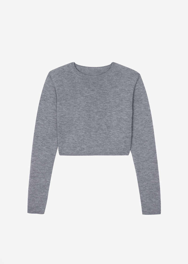 Veer Zip Cropped Sweater - Grey 1