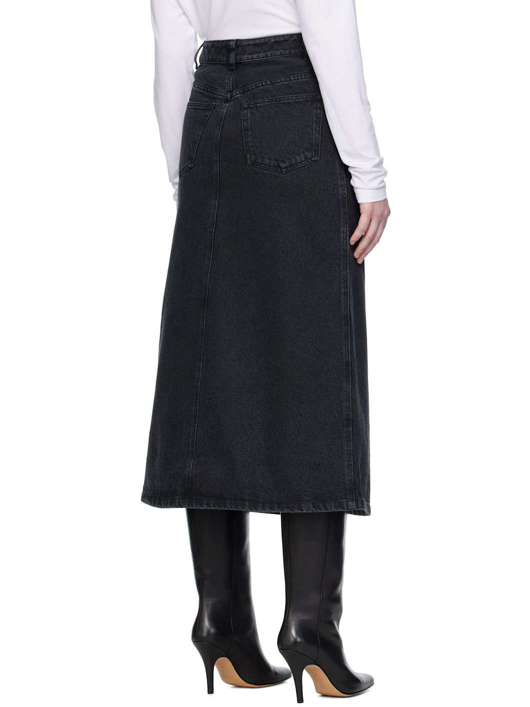 Black Georgia Denim Midi Skirt - 3