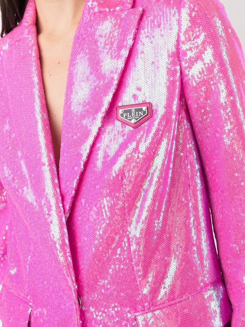 sequin-embellished 단 하나 breasted blazer 5