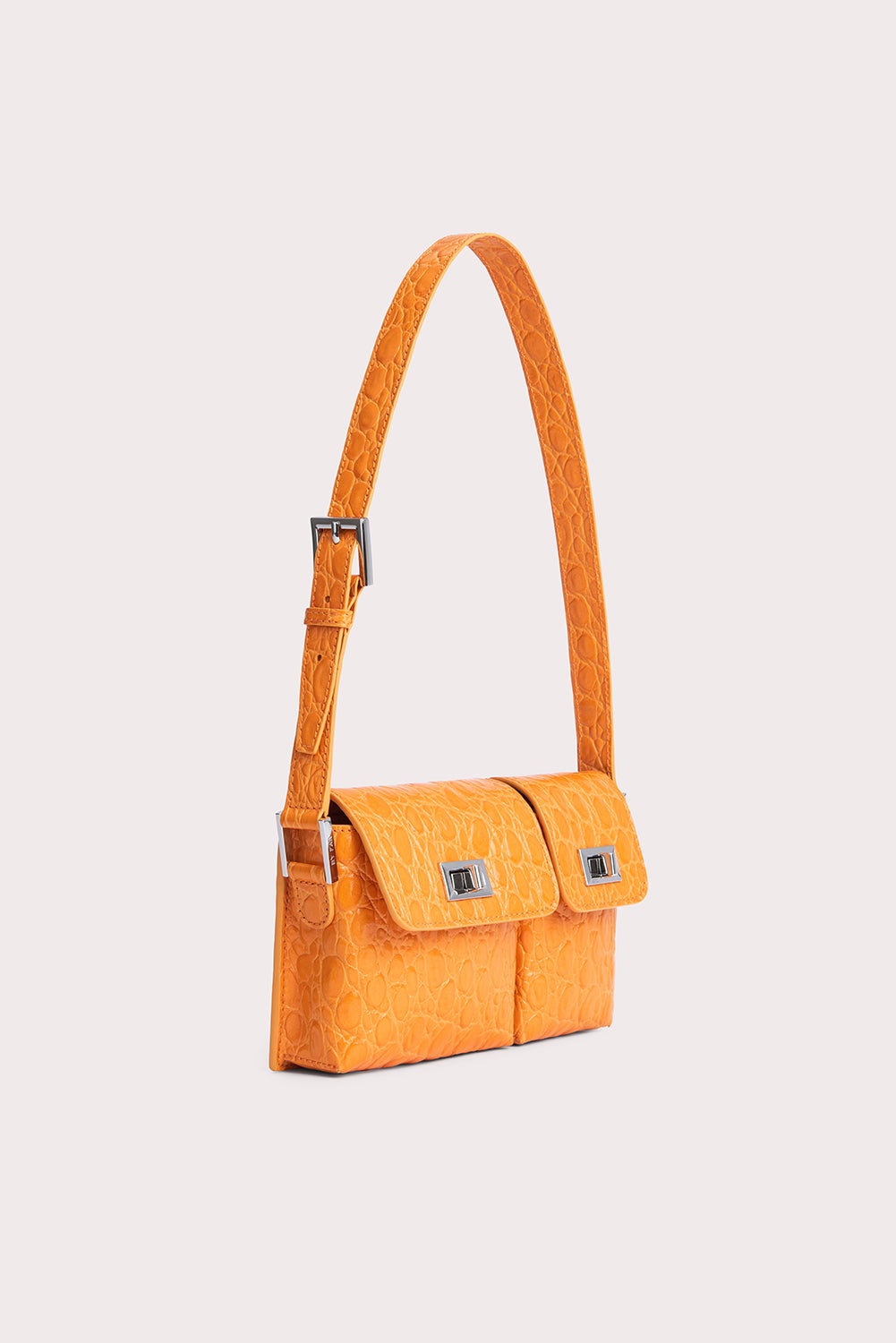 Baby Billy Orange Circular Croco Embossed Leather - 2