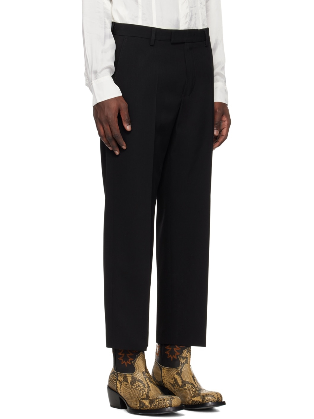 Black Cropped Trousers - 2