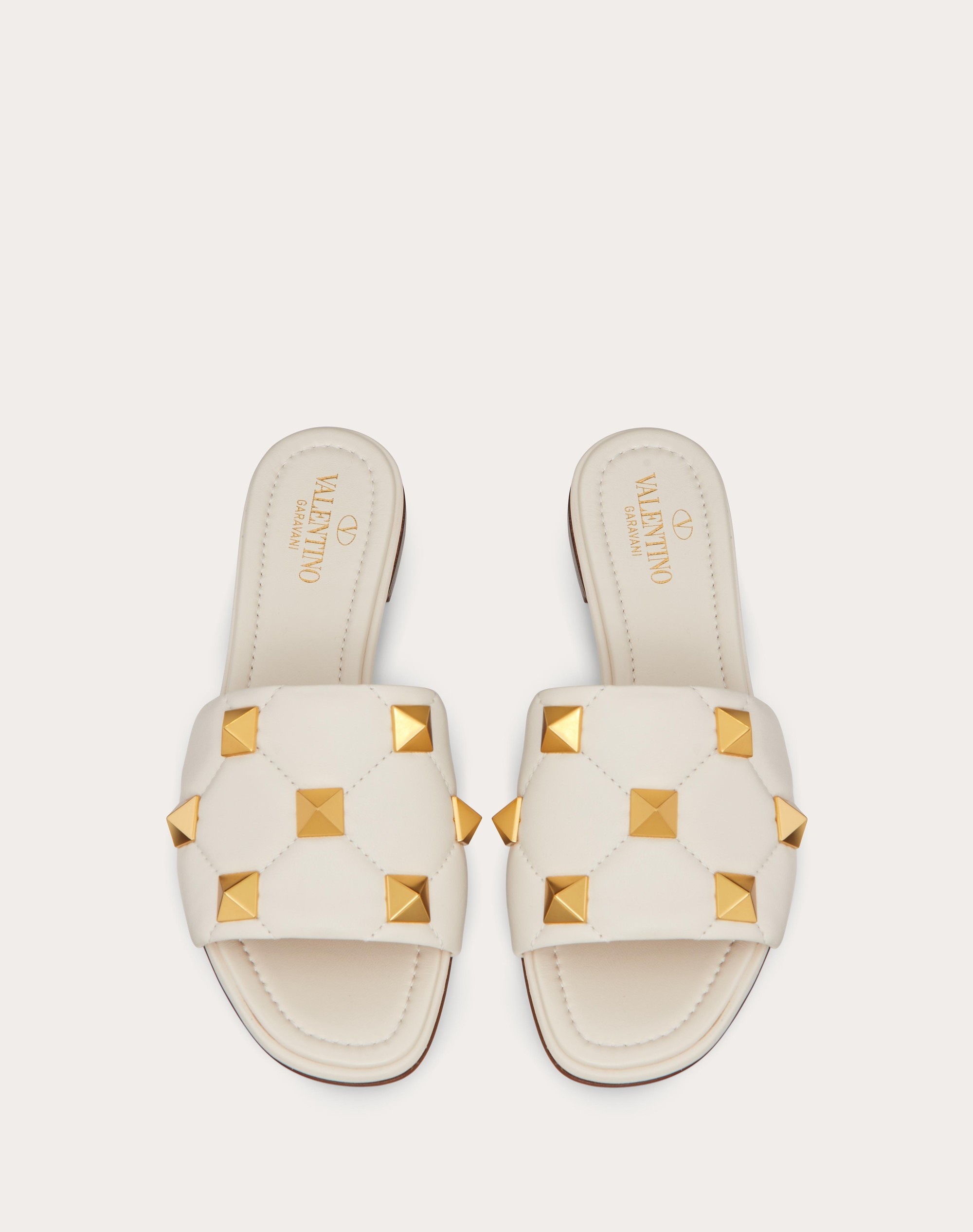 ROMAN STUD FLAT SLIDE SANDAL IN QUILTED NAPPA - 4