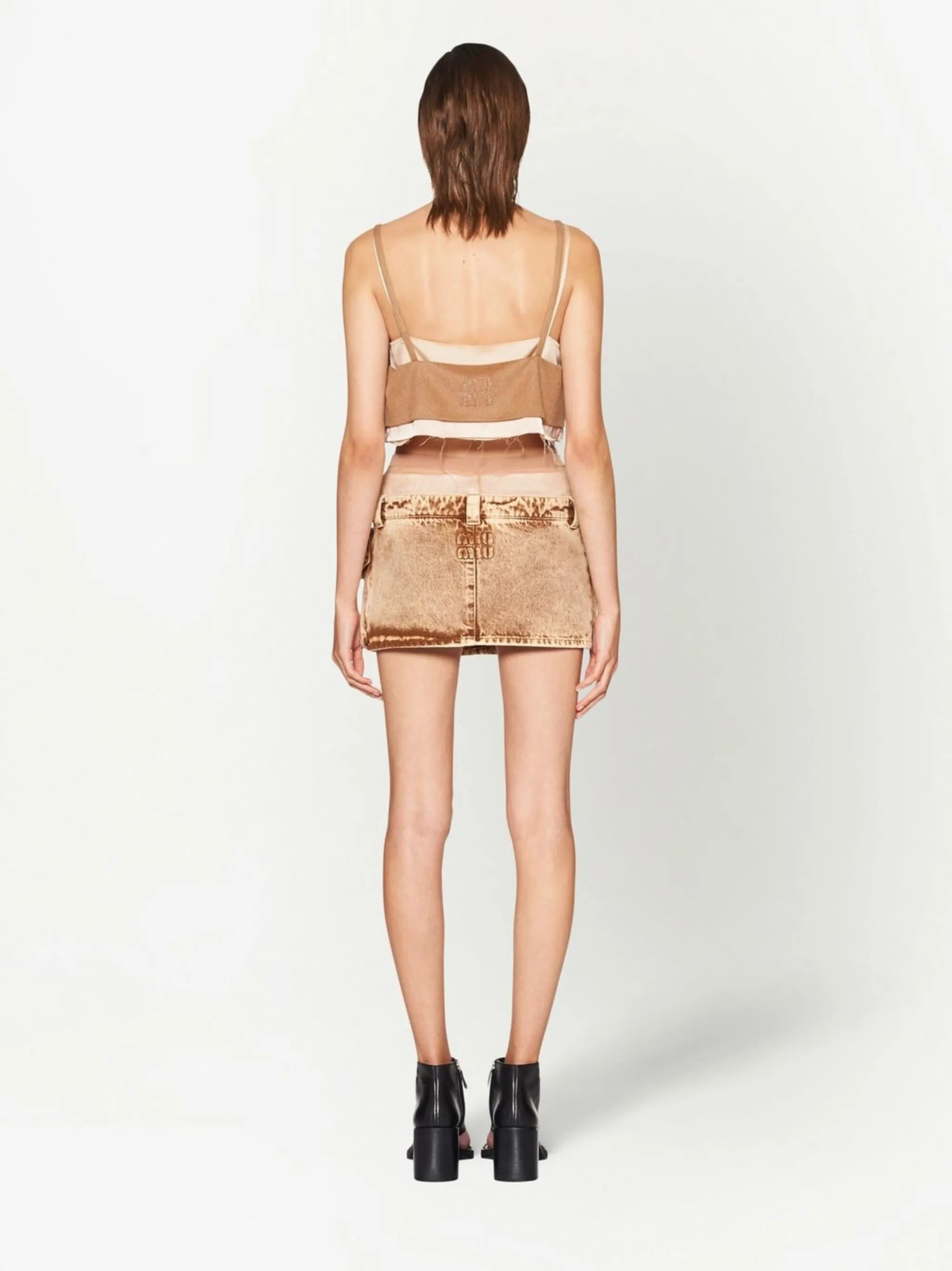 patch-pocket denim mini skirt - 3