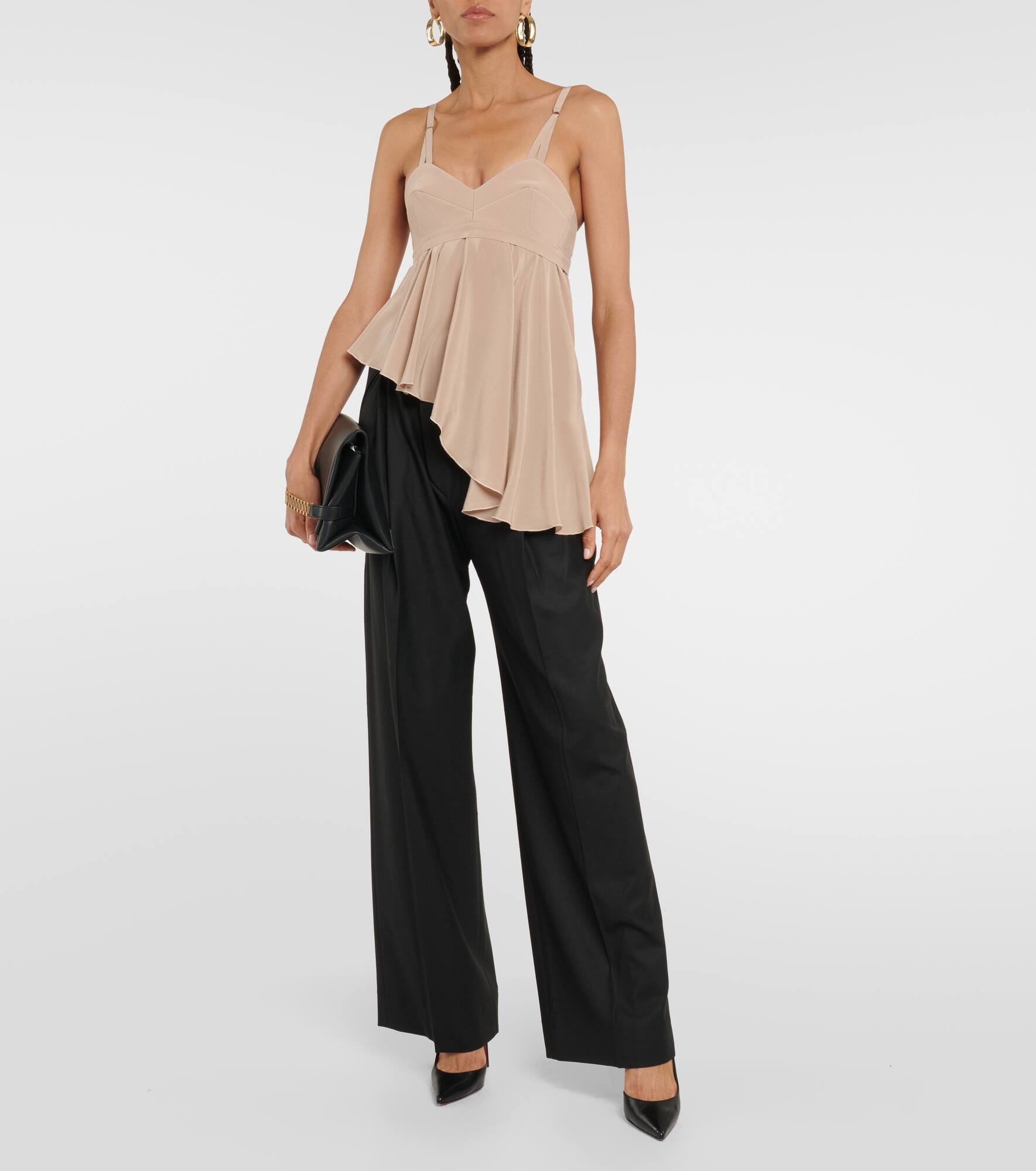 Asymmetric silk crêpe de chine top - 2