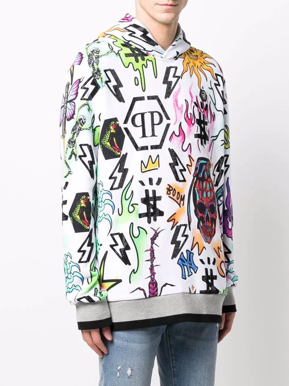 patterned pullover hoodie - 3