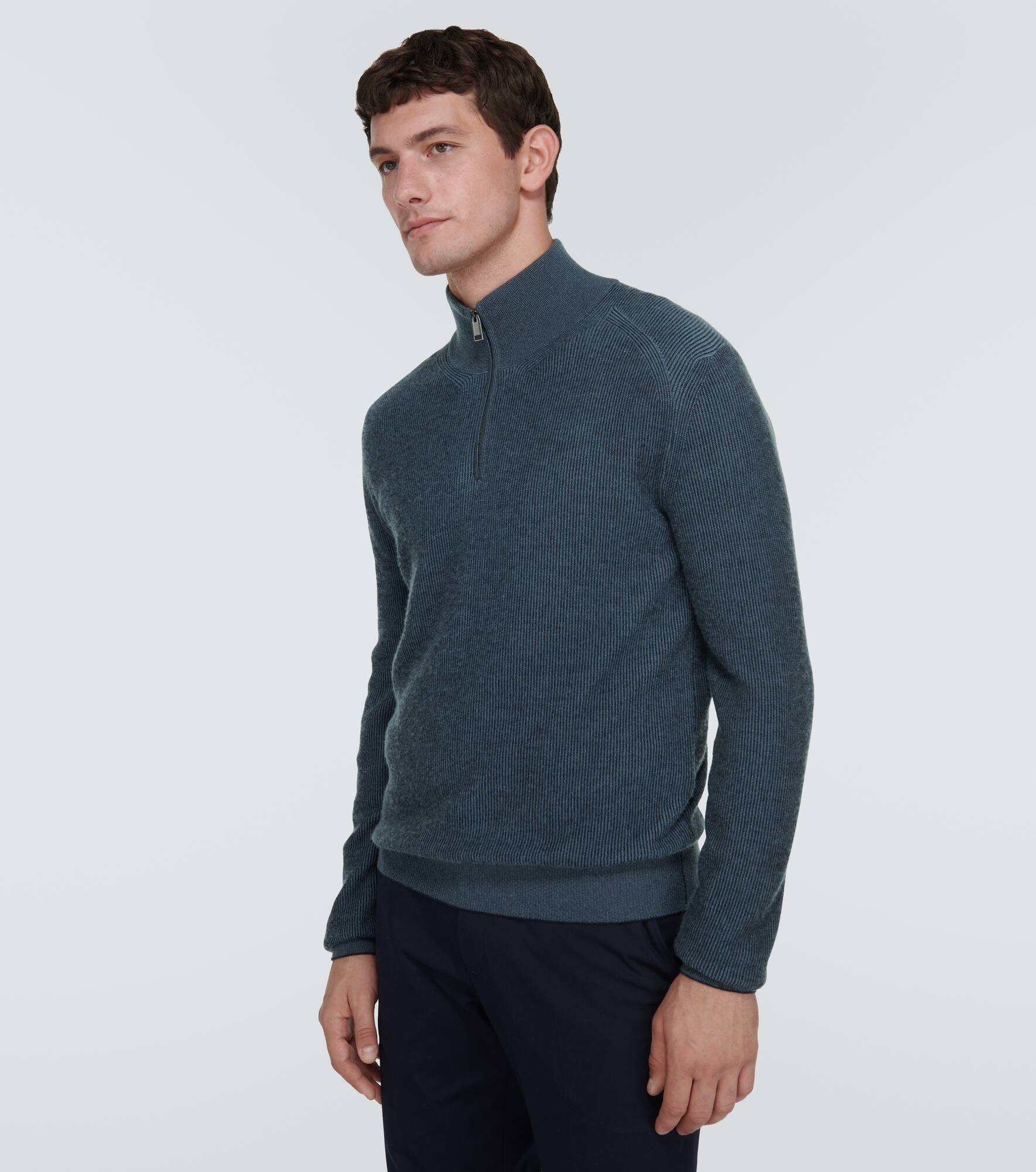 Cashmere, wool, and silk half-zip sweater - 3