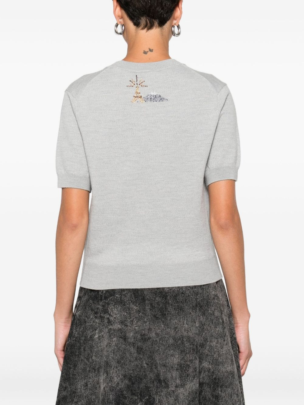 crystal-embellished short-sleeved top - 4