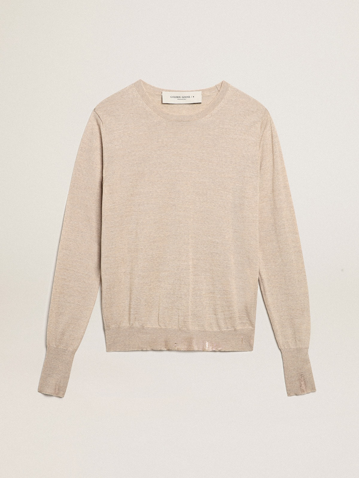 Women's sweater in light brown merino wool - 1