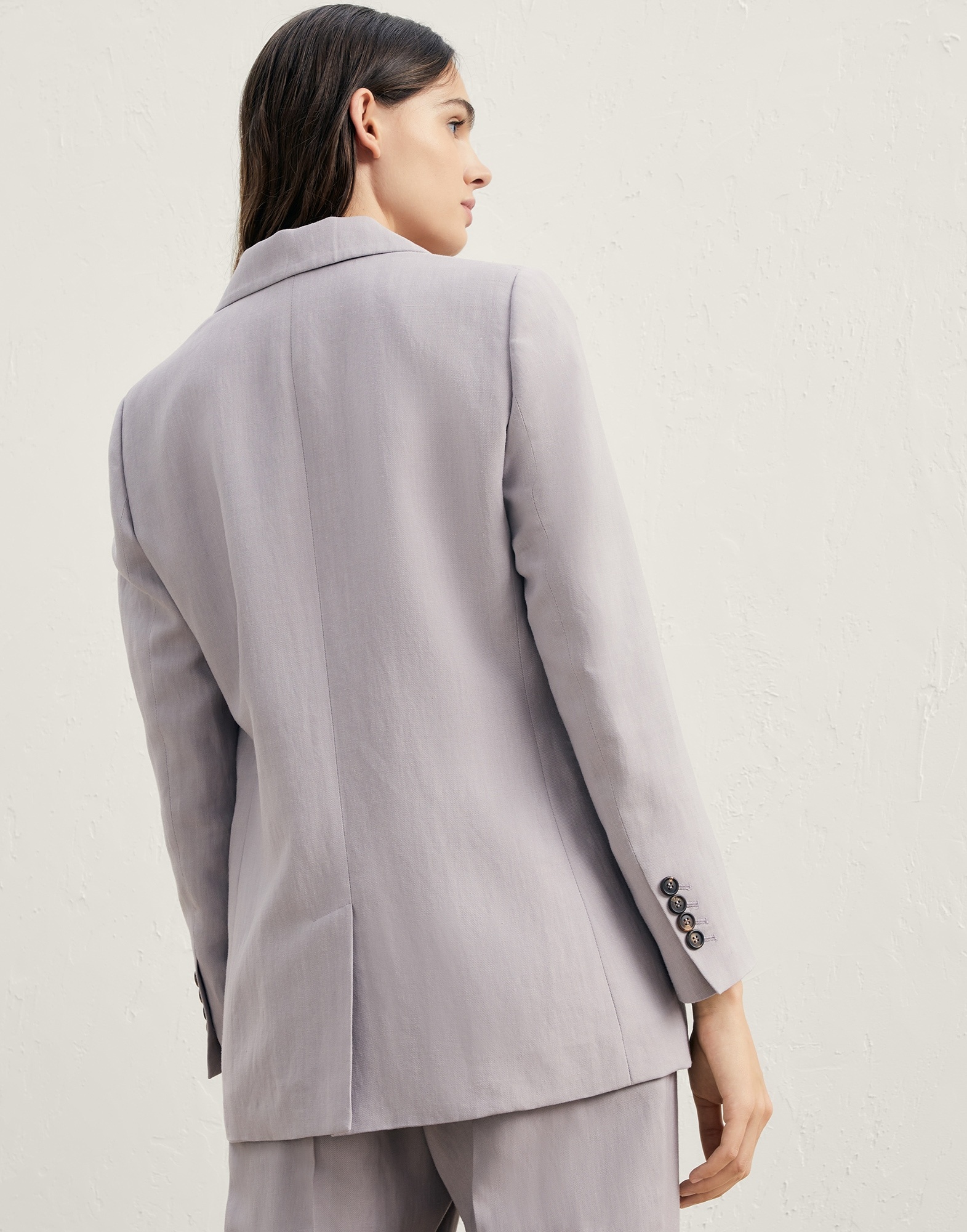 Viscose and linen fluid twill blazer with monili - 2