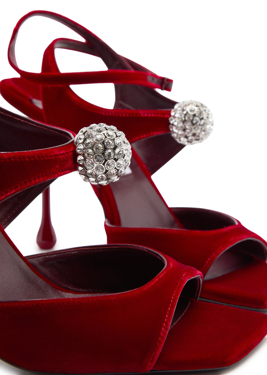 Jimmy Choo Orb 95 Cut-out Velvet Sandals - 4