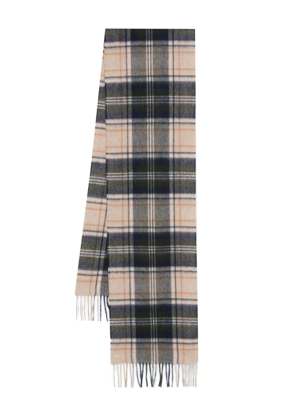 tartan-pattern fringed scarf - 1