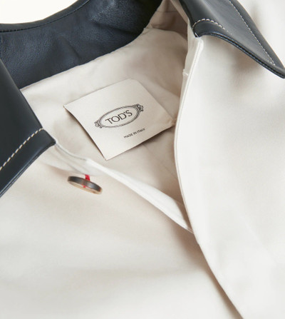 Tod's TRENCH COAT WITH LEATHER INSERTS - OFF WHITE outlook