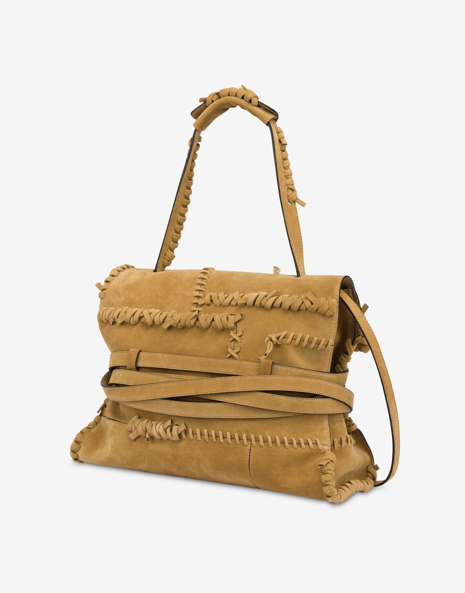 MOSCHINO TIE ME BAG IN SUEDE WITH STITCHING MEDIUM - 1