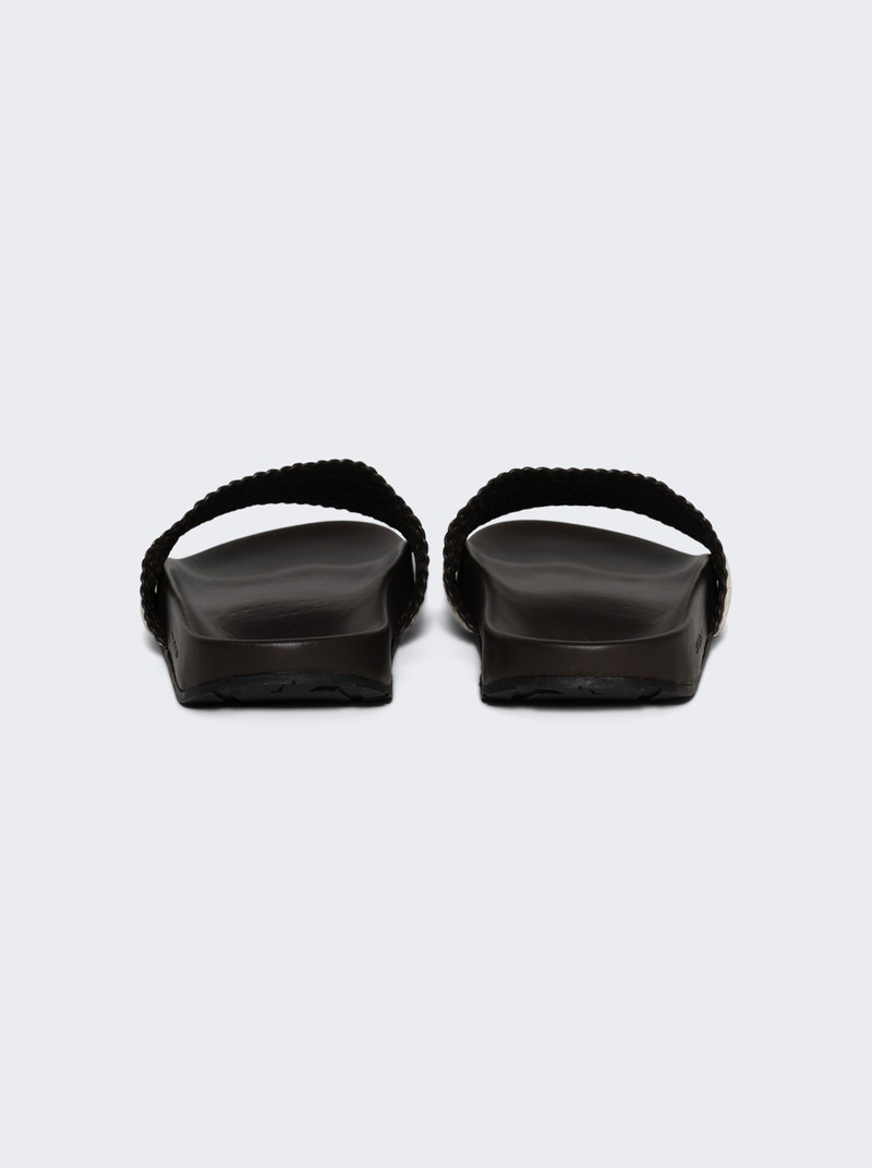 adidas X Wales Bonner Adilette Sandals Dark Brown And Wonder White outlook
