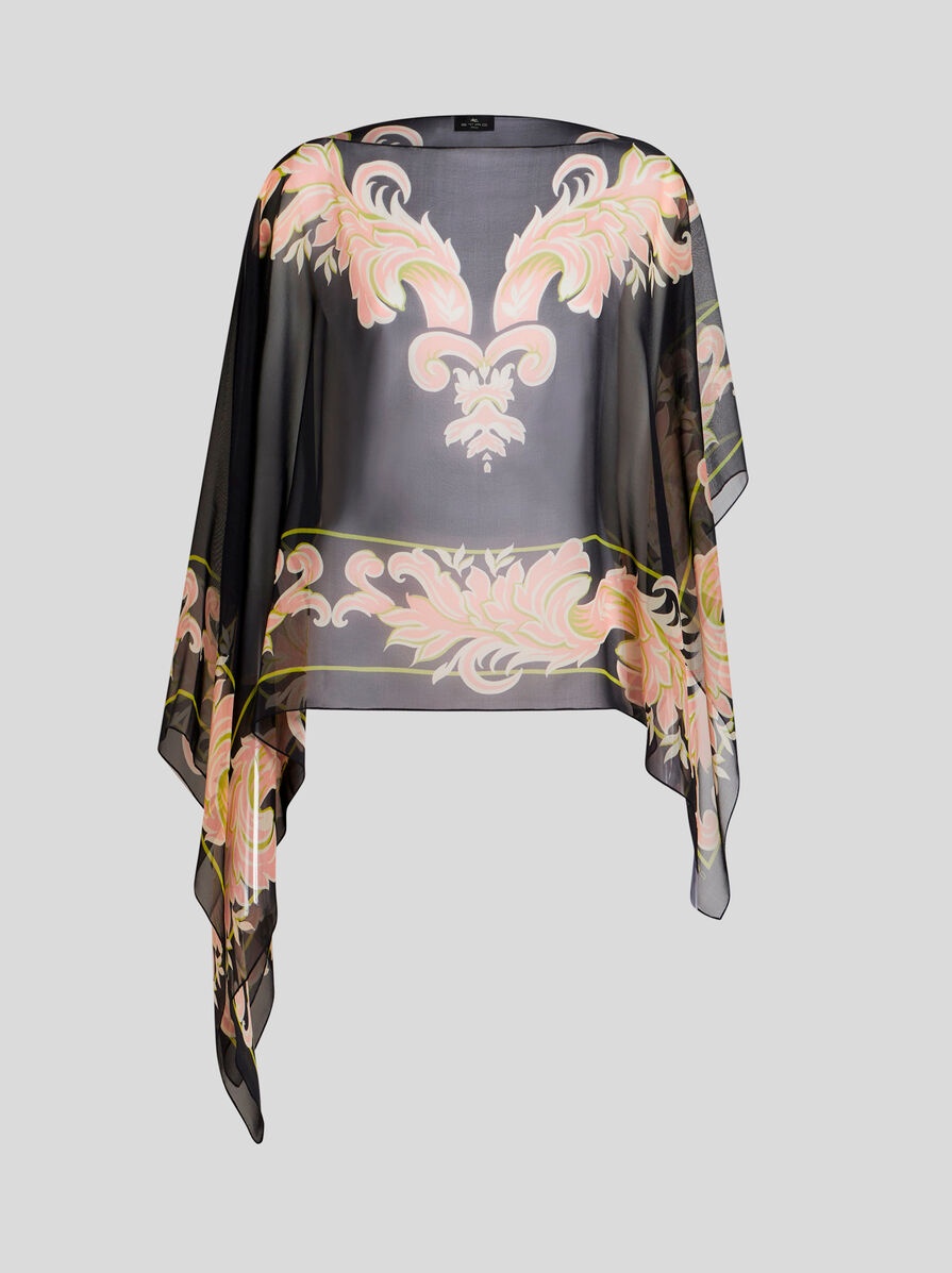 PRINTED SILK PONCHO - 1