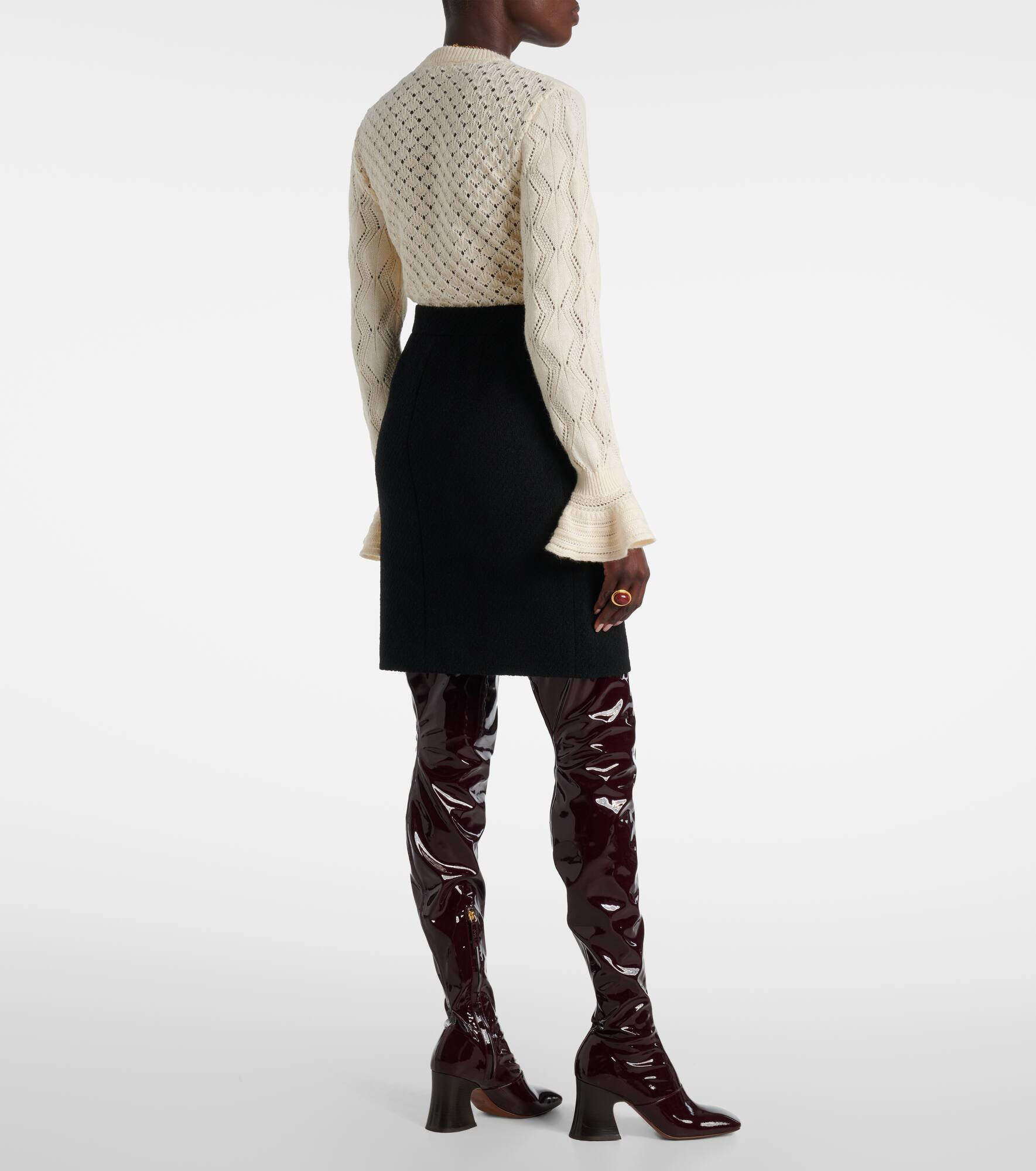 Wool-blend bouclé midi skirt - 3