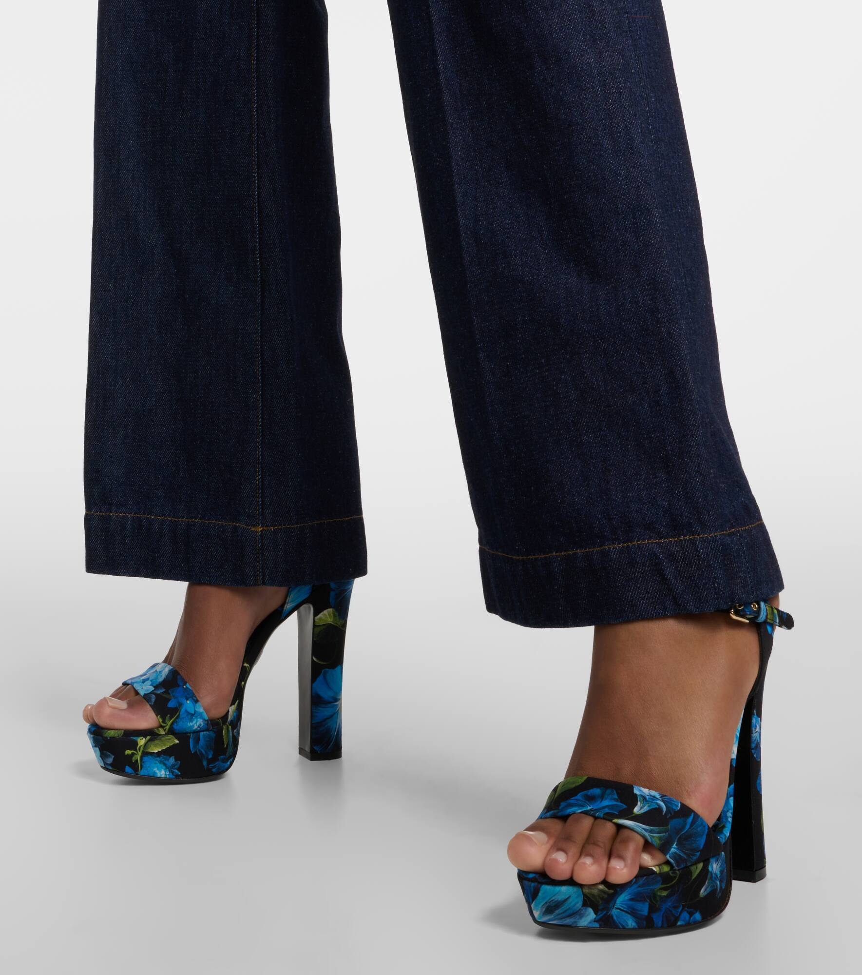 Floral satin platform sandals - 4