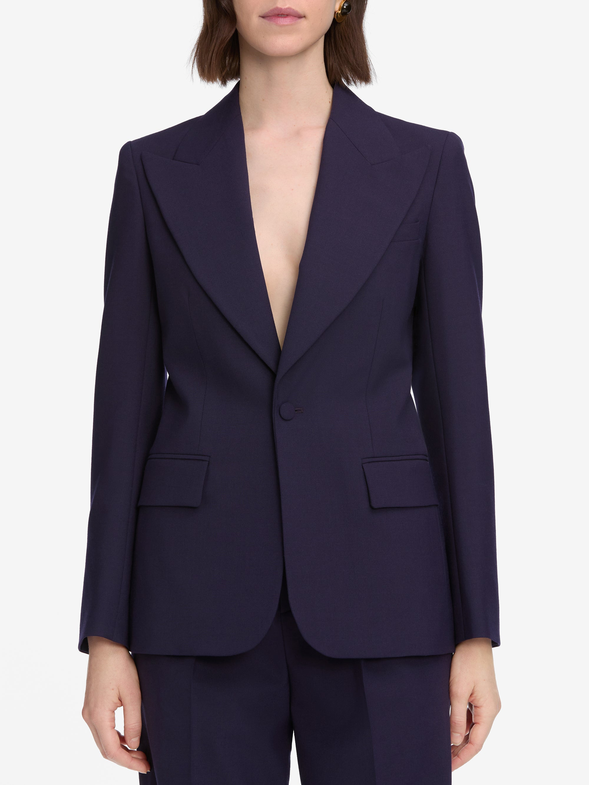 The Peak Lapel Blazer in Royal Purple - 3